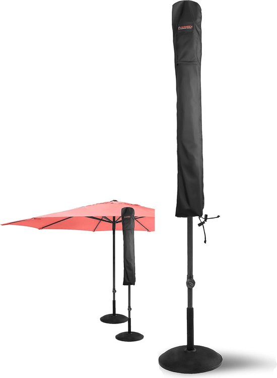 Premium beschermhoes voor parasol, ultra robuuste parasolhoes met ventilatieopeningen en speciale coating (voor schermen rond tot Ø 300 cm/vierkant, tot 230 x 230 cm