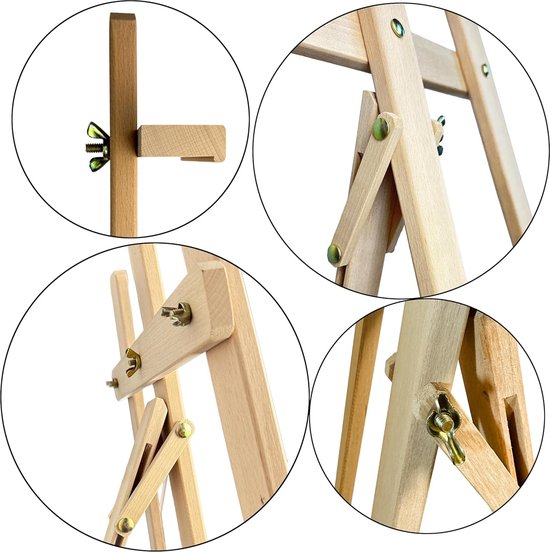 Verstelbare statief-schildersezel met lade Professionele multifunctionele schildersezel voor het schilderen, tekenen in beukenhout Verstelbare hoogte 71 x 114 x 180 cm