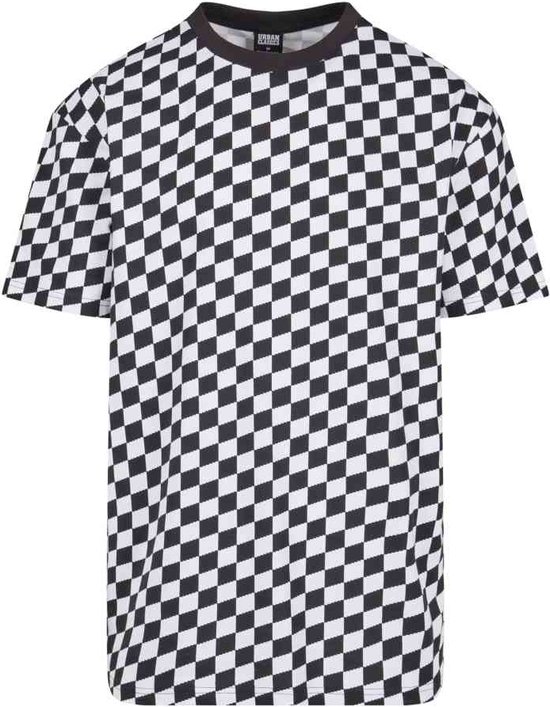 Urban Classics - Oversized Check Heren T-shirt - 3XL - Zwart