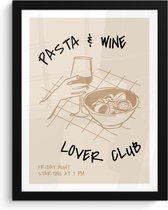 Cadre photo avec affiche - Cadre pour affiche 30x40 cm - Posters - Pâtes - Vin - Beige - Nourriture - Photo sous cadre - Décoration murale Cuisine - Accessoires de Décoration murale - Décoration murale - Peintures