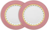 Pip Studio Assiettes plates La Majorelle - Rose - Porcelaine - Set de 2 - 26,5 cm