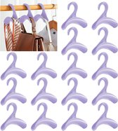 16-delige handtashangerhaken voor tassen, rugzakken, tassenhanger, tashanger voor het ophangen van rugzakken, schooltas, sjaal, riem en stropdas (paars)