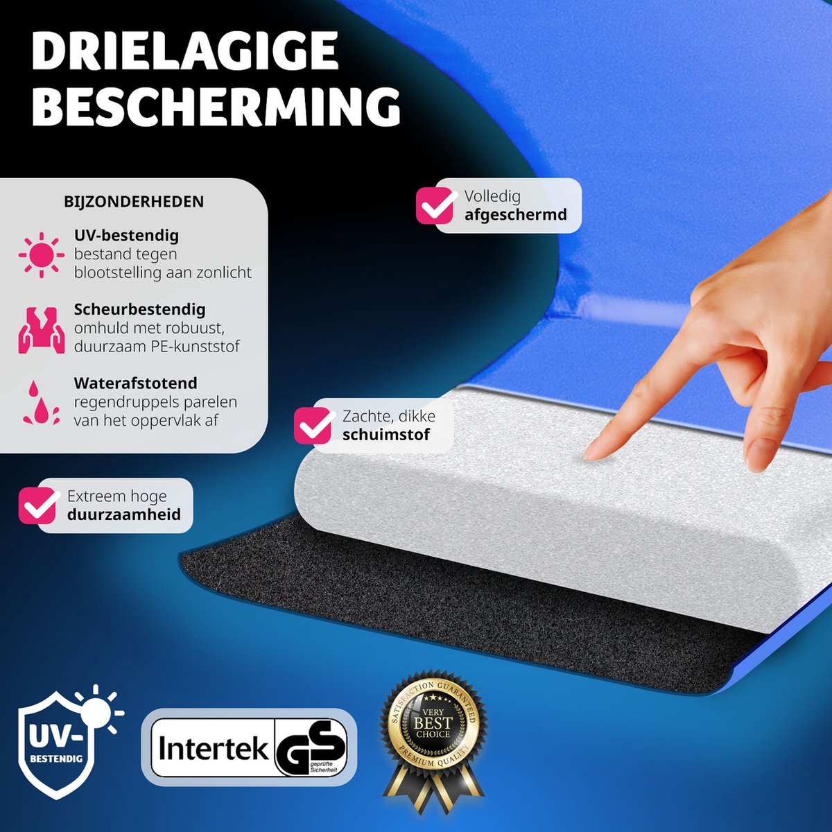 tectake® Trampoline - Ø457 cm - TÜV-geteste Kindertrampoline met Veiligheidsnet - Buitenspeelgoed - Sporttrampoline - Speeltoestel voor in de Tuin — afbeelding 4