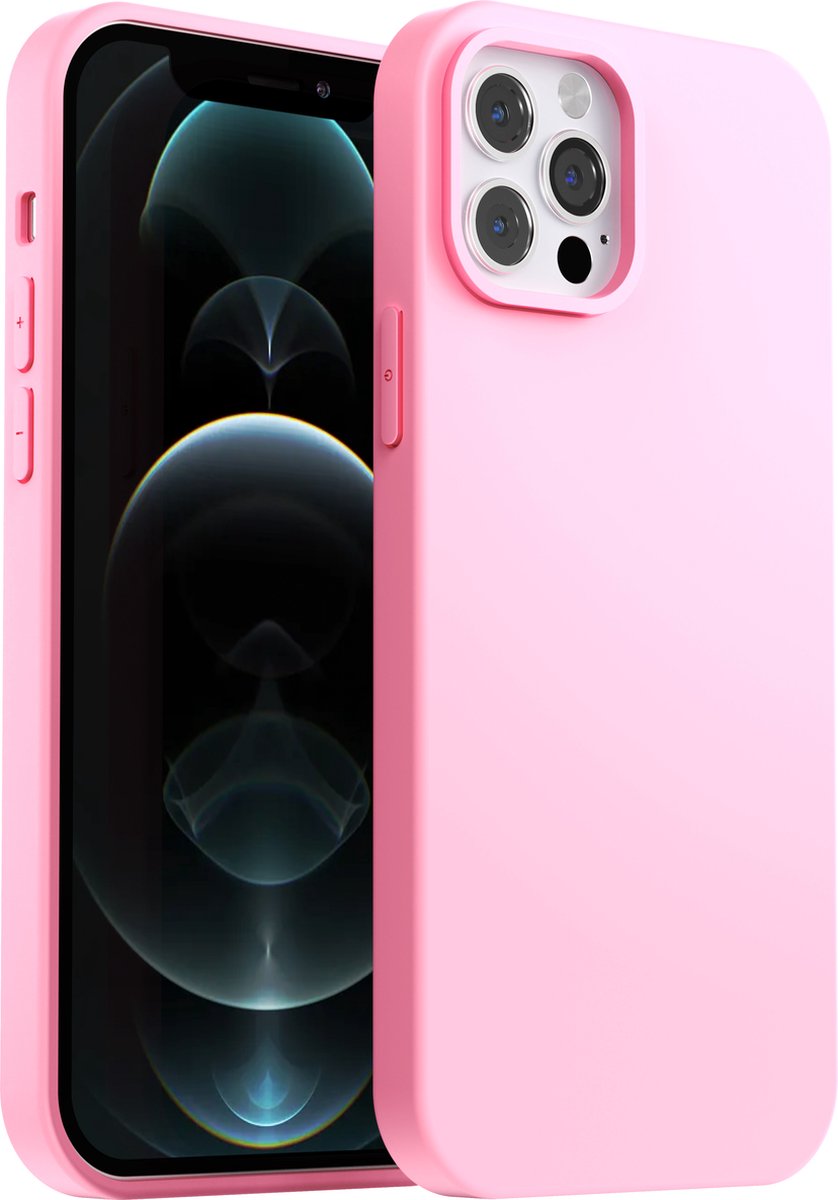 My Case hoesje geschikt voor iPhone 12 Pro Max Roze Hoesje Siliconen Case Cover - Roze
