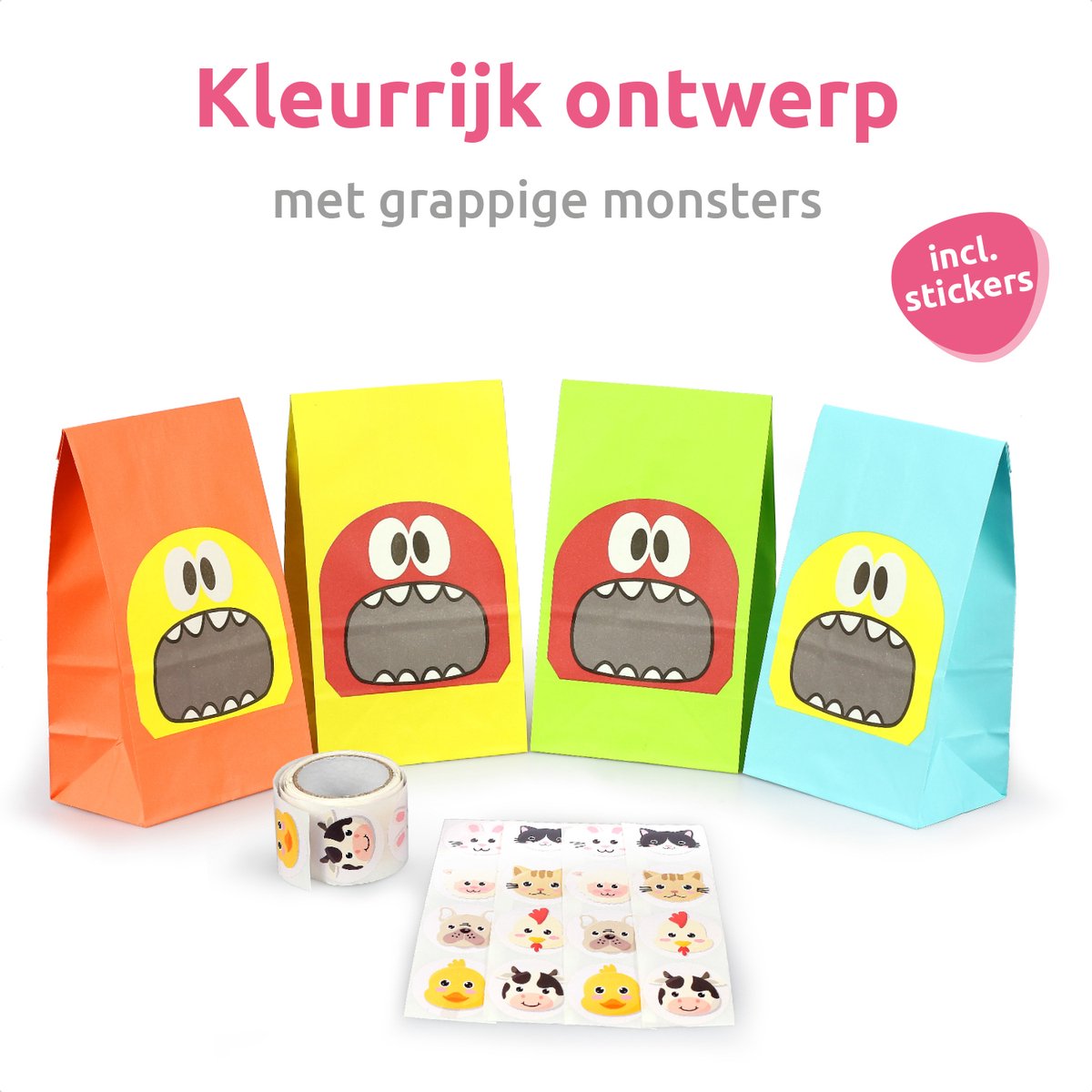 Isa's Friends® Uitdeelzakjes + Stickers - Monsters - 40 stuks - Stevig Papier - Traktatie zakjes — afbeelding 5
