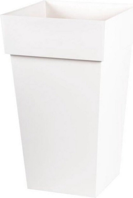 Pot de fleur carré haut EDA Tuscany - 39 x 39 x H 65 cm - 62 L - Wit