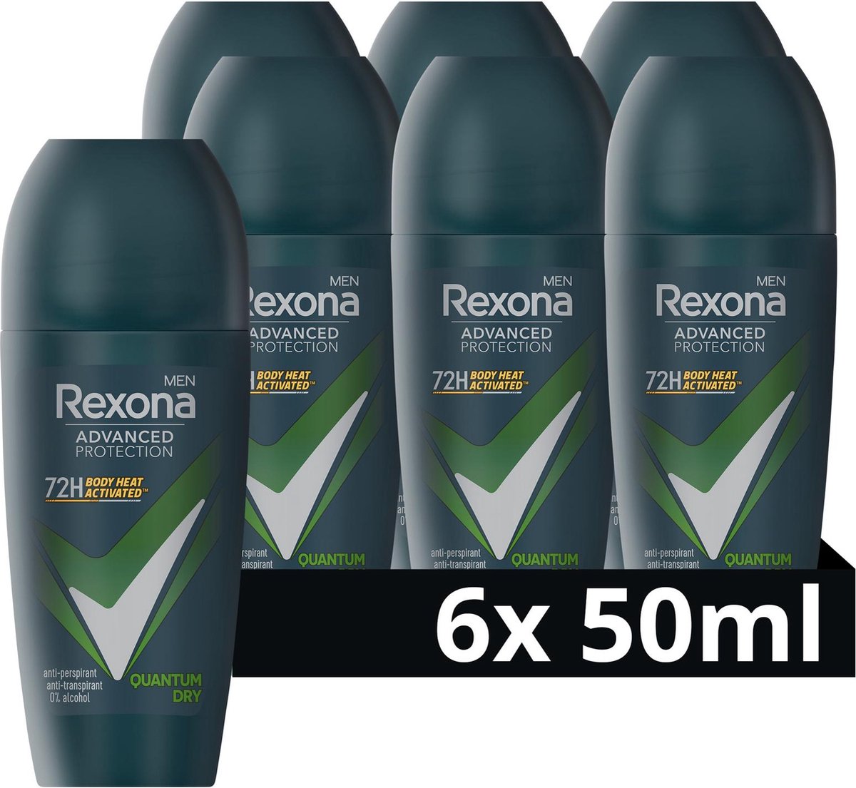 Goedkoopste Rexona Men Advanced Protection Anti-Transpirant Roller - Quantum Dry - met Body Heat Activated Technologie - 6 x 50 ml