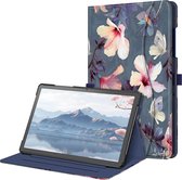 Geschikt voor Samsung Galaxy Tab A9 Plus - Auto Sleep/Wake-functie - Documentenvak - Book Case Hoesje - Bloemen