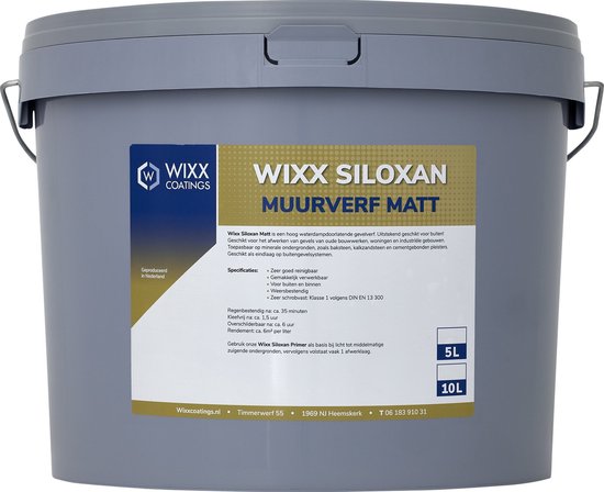 Wixx Siloxan Buitenlatex Matt - 5L - RAL 9010 | Zuiver Wit