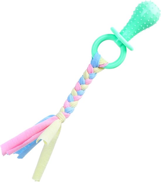 Nobleza Jouet pour chien - Tétine jouet pour chiot avec ruban - Tétine pour Puppy avec ruban - Jouet pour chiot - Jouets chiot - Jouets à mâcher pour chiot - 24 cm - Vert