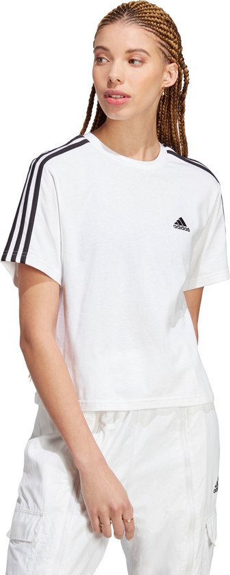adidas Sportswear Essentials 3-Stripes Single Jersey Croptop - Dames - Wit- XL