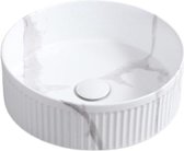Vasque à poser ronde en céramique Fino Ø37,5cm marbre blanc