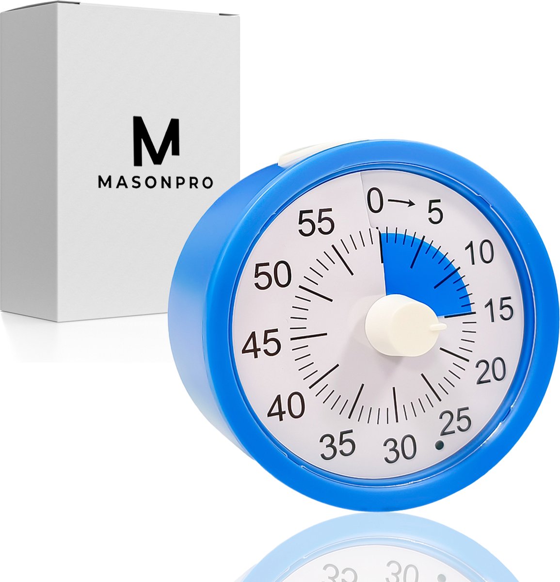 MasonPro Time Timer voor Kinderen - Aftelklok - Leerklok voor Kinderen - Leerklok - Oefenklok - Kinderklok - Kookwekker Analoog - Oefenklok - Timer - Kookwekker - Time Timer - Educatief Speelgoed - Stil Model - Blauw