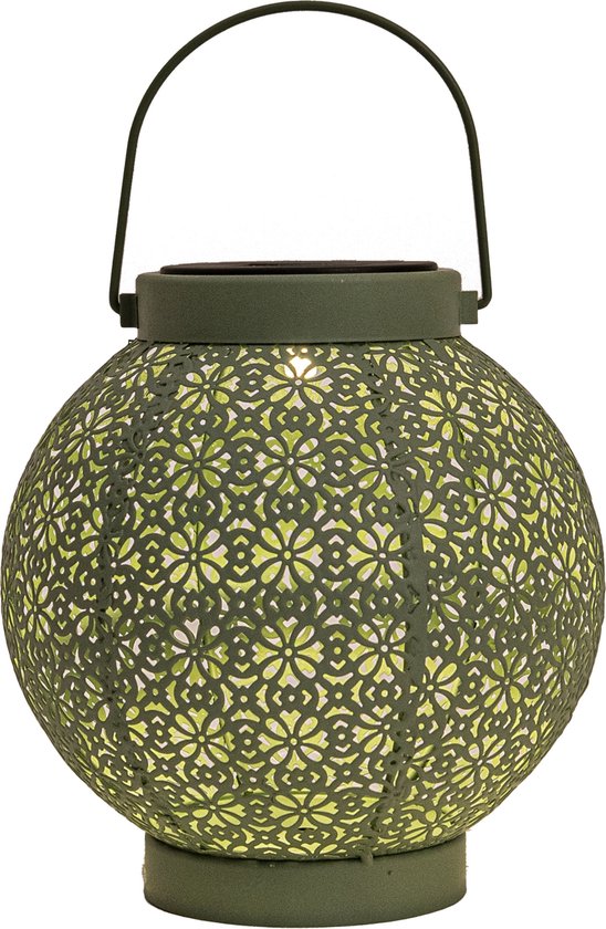 Anna's Collection Lanterne Solar - pour l'extérieur - D18 x H19 cm - vert - métal - lampe de table