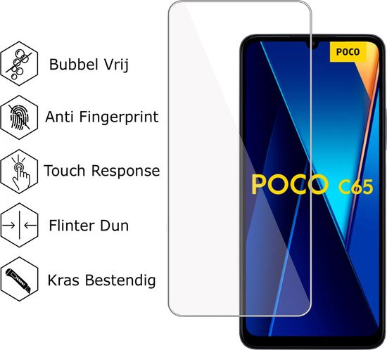 Screenprotector geschikt voor Poco C65 Screenprotector – Gehard Glas - Proteqt+