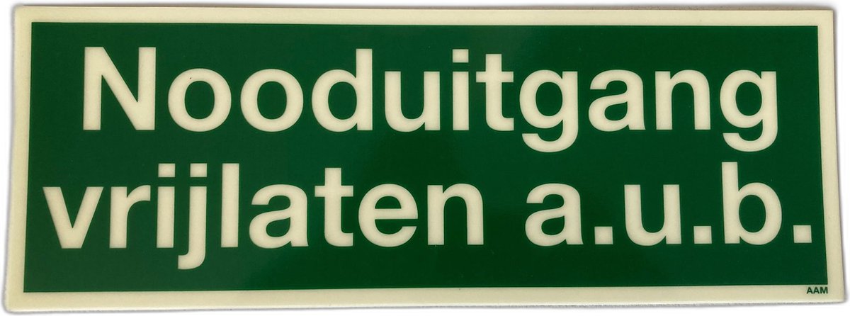 Kunststof Bord - Nooduitgang vrijlaten a.u.b. - 25 x 9 cm - DIN67510 - NALICHTEND