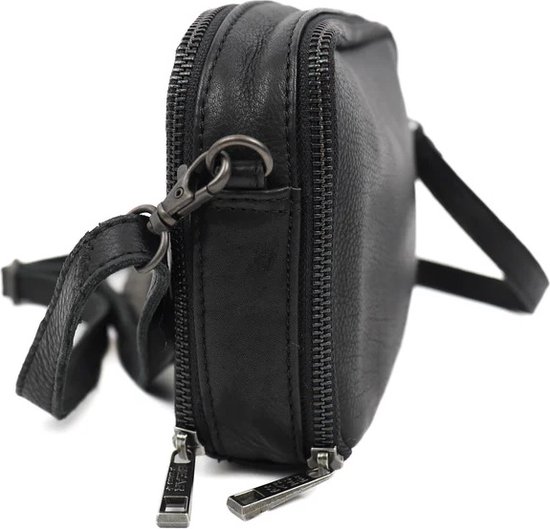 Sac à bandoulière en cuir Eleonora Bear Design - Zwart