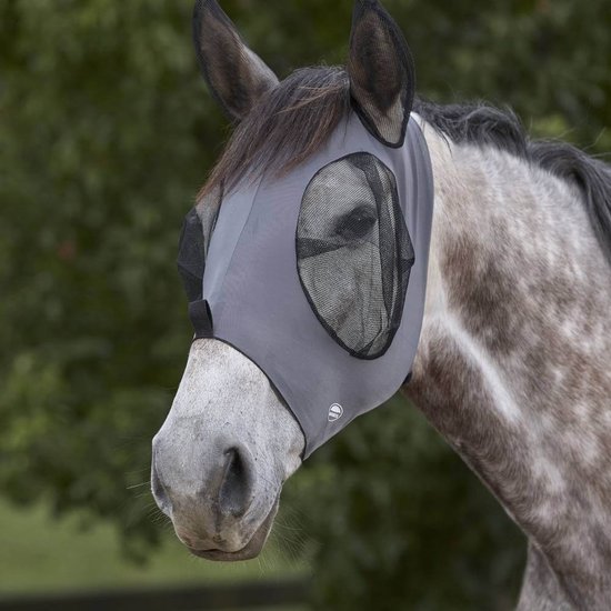 Foto: Weatherbeeta deluxe stretch bug eye saver met oren grijs zwart pony