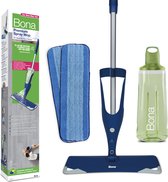 Bona Premium Spray Mop - Alles-in-1 Dweilsysteem - Vloerwisser met Spray - Inclusief Harde Vloer, Tegel/ Laminaat Reiniger & 2 Microvezel Reinigingspads - Dweil - Streeploos - Sneldrogend