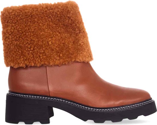 Mangará Dames schoenen Andira Geitenleer - 5 cm blokhak - Bruin - Maat 38