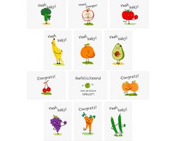 12x hippe geboorte kaartjes (A6 formaat) - kaartjes om te versturen - kaartenset - kaartjes blanco - kaartjes met tekst - geboortekaartjes - wenskaarten geboorte - geboortekaartje jongen - geboortekaartjes meisje