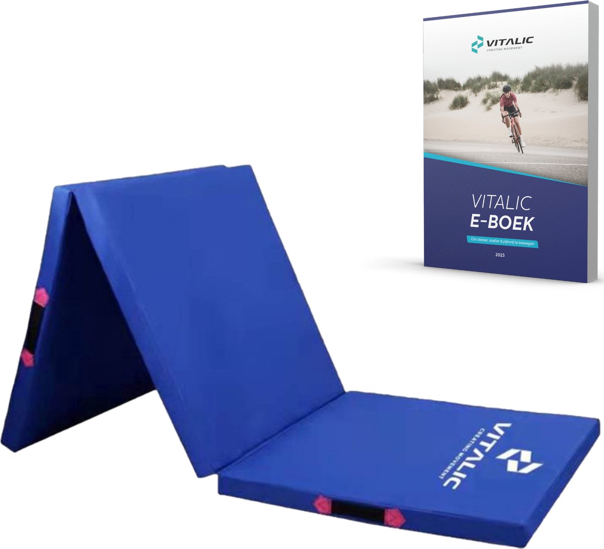 Robuuste Yoga Mat extra dik (5cm dik en 180cm lang) incl. 4 weken durend ONLINE Trainingsschema - XXL Anti slip en Opvouwbare Yogamatten | Vitalic
