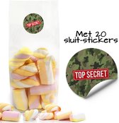 Uitdeelzakjes + sluitstickers - 20 stickers & 20 zakjes - Camouflage - cellofaanzakjes - Transparant - snoepzakjes - traktatie zakjes - Inpakzakjes - kinderfeestje - Thema Camouflage