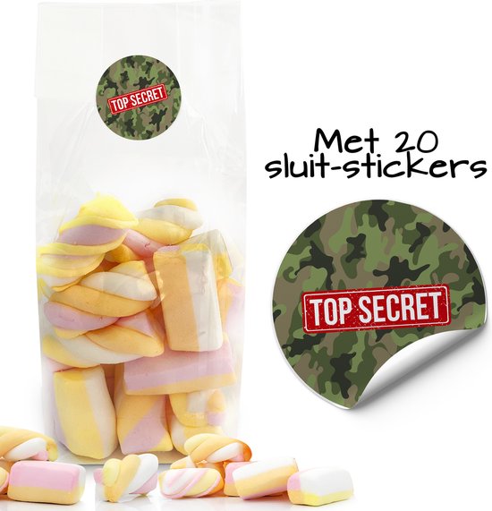 Fako Bijoux - Uitdeelzakjes Met Sluitstickers - 50 Stickers & 50 Zakjes - Blokbodemzakjes - Cellofaanzakjes - Traktatie Zakjes - 50 Sets - Happy