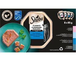 Sheba Adult Kattenvoer Classic Paté Natvoer Vis Kuipjes - 4 x 8 x 85 gr - Voordeelverpakking