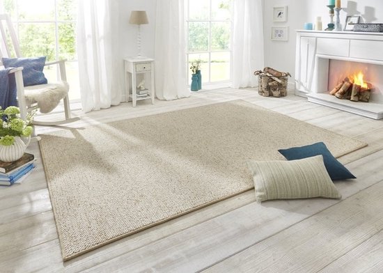 Tufted rond vloerkleed wollook creme Ø200