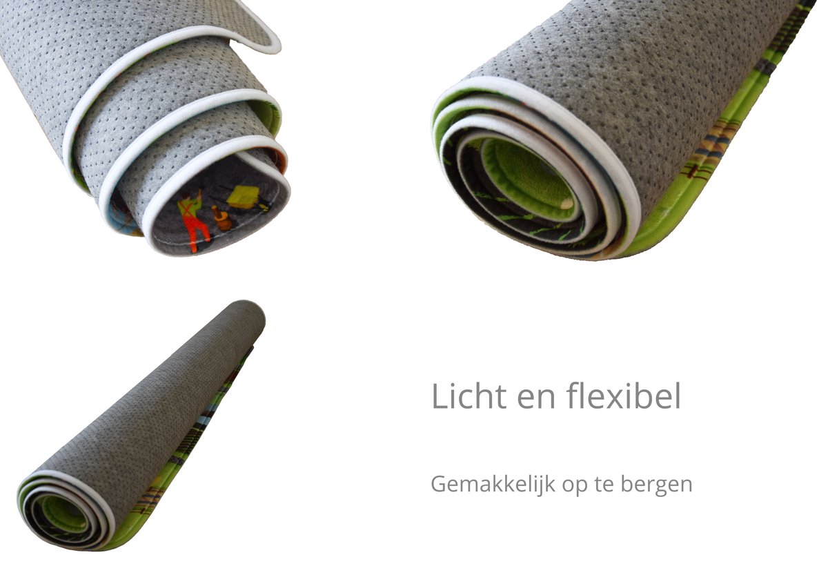 Mats & Joy® City Auto Speelmat 130x130cm - Fluweelzacht Speeltapijt - Anti-slip Speelkleed - Wasbaar Autokleed - Auto Tapijt — afbeelding 10