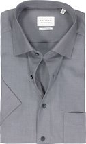 ETERNA comfort fit overhemd korte mouw - twill - grijs - Strijkvrij - Boordmaat: 48