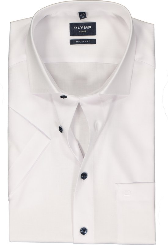 Chemise OLYMP modern fit - manches courtes - structurée - blanc - Sans repassage - Taille du col : 42