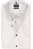 OLYMP modern fit overhemd - korte mouw - structuur - wit - Strijkvrij - Boordmaat: 45