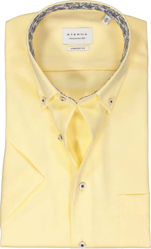 ETERNA comfort fit overhemd korte mouw - Oxford - geel (contrast) - Strijkvrij - Boordmaat: