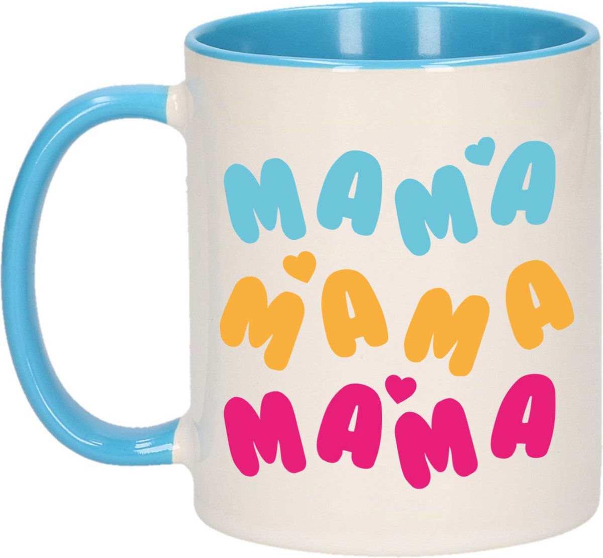 Bellatio Decorations Cadeau koffie/thee mok voor mama - blauw - hartjes/liefde - Moederdag