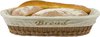 Cosy & Trendy Broodmandje met stof - gevlochten kunststof - lichtbruin - ovaal - L40 x B40 x H10 cm - tafel serveermandje