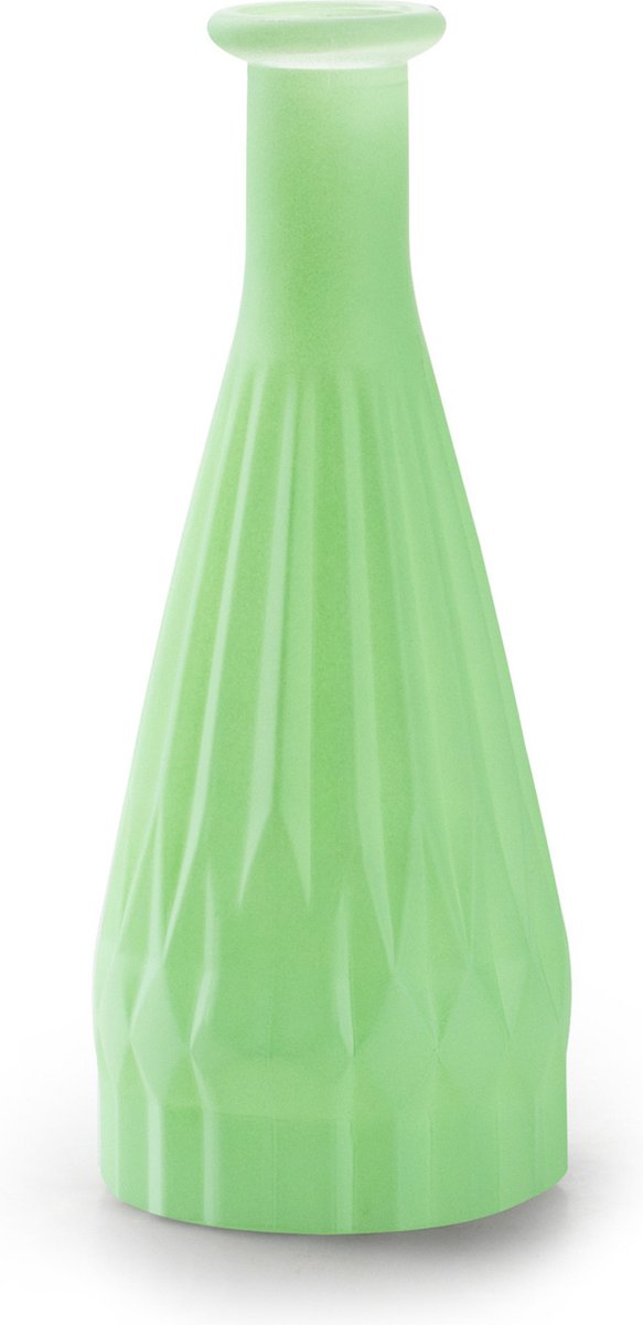 Jodeco Bloemenvaas Patty - mat groen - glas - D8,5 x H21 cm - fles vaas