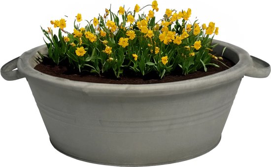 Foto: Mega collections teil plantenpot bloempot farmer zink donkergrijs d26 x h12 5 cm