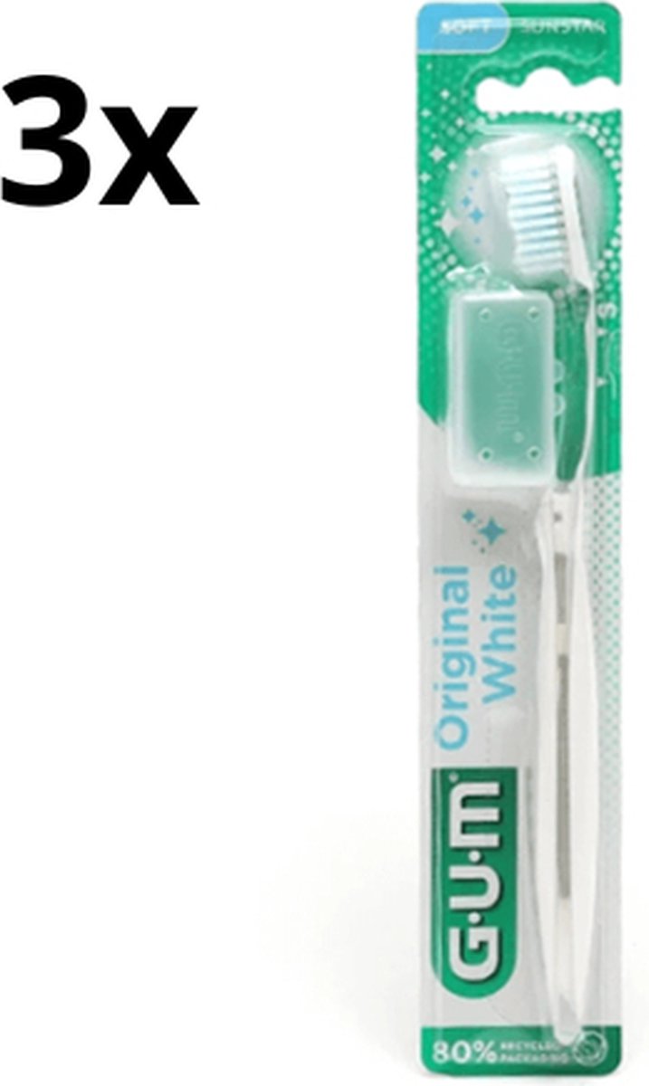 3x GUM Original White Tandenborstel - Soft - Voordeelverpakking