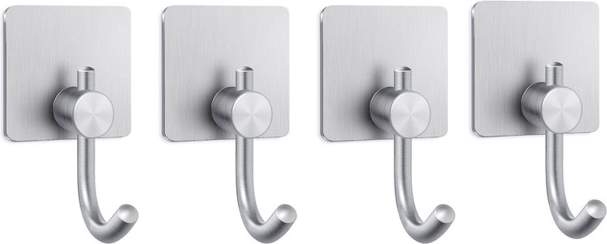 4 stuks Zelfklevende Handdoekhaakjes-Ophanghaken – Wandhaken--zilver
