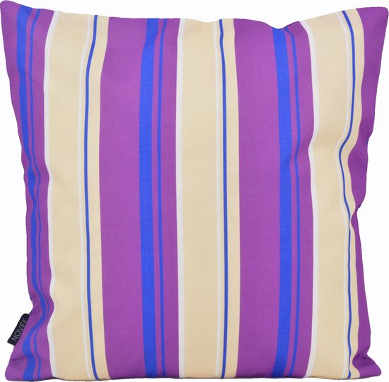 Sierkussen Fleur / Rayure - Violet | Collection Plein air / Extérieur | 45 x 45 cm | Coton
