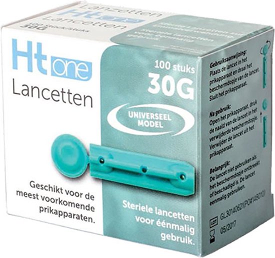 HT One Lancetten 30G - 100 stuks HT One - Voor het prikken van capillair bloed - 30 Gauge - Ht One