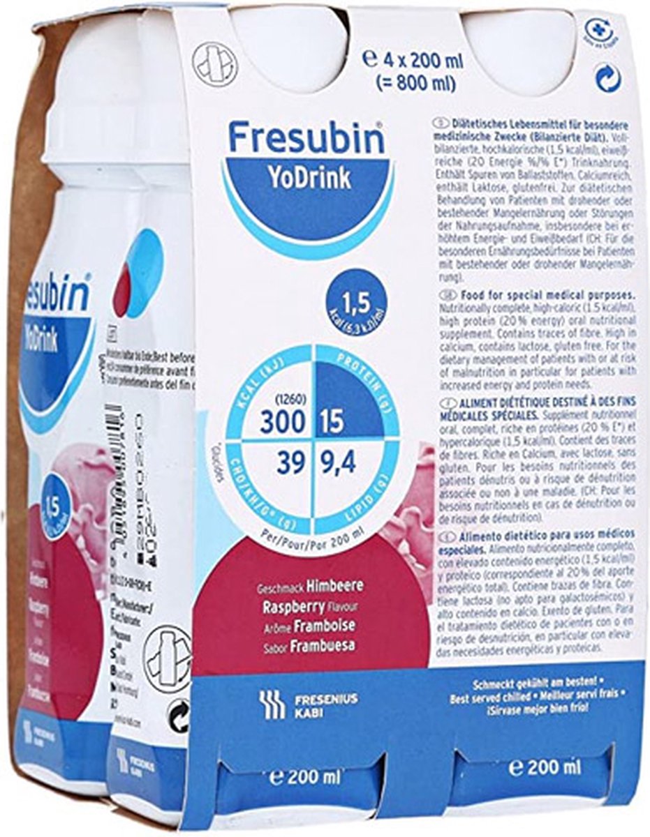 Goedkoopste Fresubin Yodrink Framboos 4 stuks