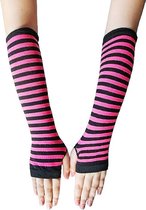 Pangogogo Punk Gothic Rock Gestreepte Armwarmers Y2k & Emo Accessoires (Rood