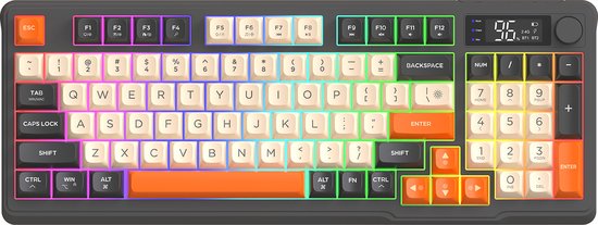M96 Draadloos RGB Gaming Toetsenbord - Scherm - Multifunctionele Draaiknop - BT5.0/2.4G - PBT Ball Keycaps - Shimmer