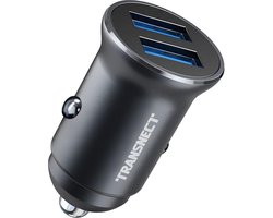 TRANSNECT - Sigarettenaansteker Poort - Dubbele USB Autolader - 4 x Snelheid QC 3.0 - 36W/6A - voor Alle Apple & Android Telefoons - Volledig Metaal - met Verlichting