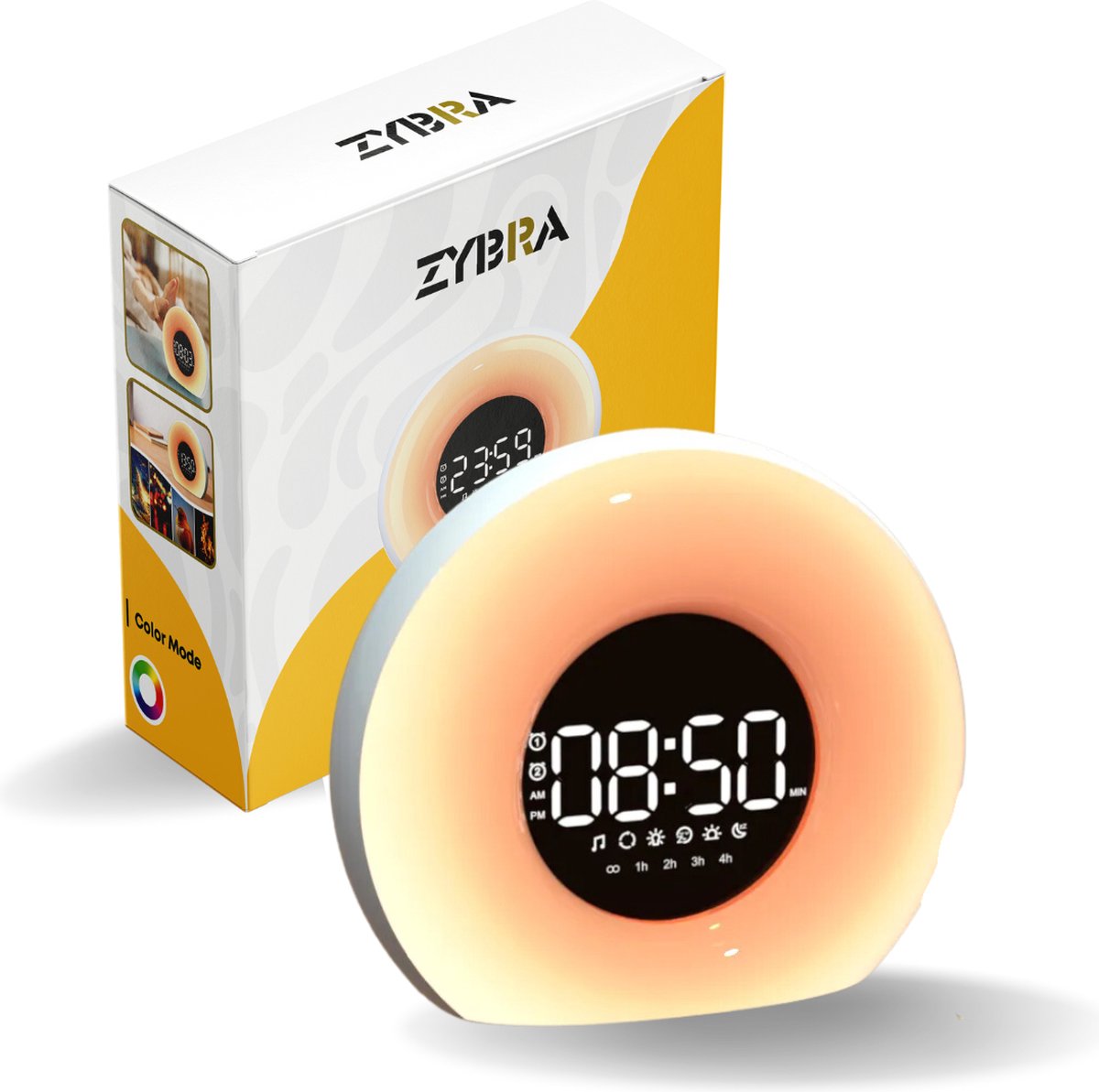 Zybra® Premium Wake Up Light - Digitale Wekker - Lichtwekker - Nachtlampje - Wekker - 20 Helderheid niveaus - 25 White Noise geluiden - Incl. Nederlandse handleiding op Prijzenvolger.com