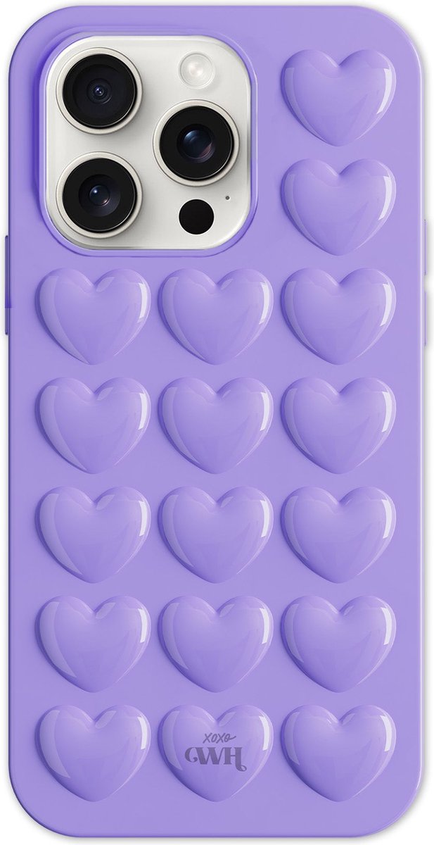xoxo Wildhearts Heartbreaker Purple telefoonhoesje - Geschikt voor iPhone 14 Pro - Heart case - Hoesje met hartjes patroon - Case met hart - verstevigde backcover - Paars