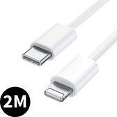 Câble de charge certifié USB-C vers Lightning - 2 mètres - Wit - Pour Apple iPhone, iPad et AirPods